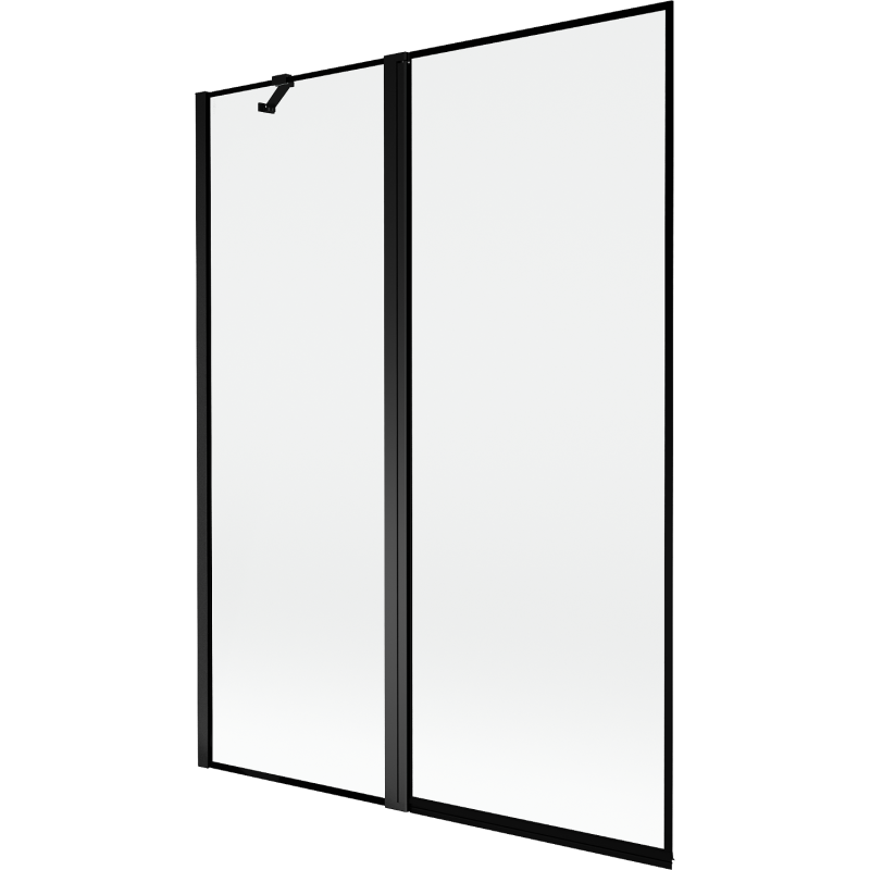 Mexen Mist параван за вана, двукрилен, ляв 130 x 150 см, черна рамка, черно - 8A9-130-011-70-70-L