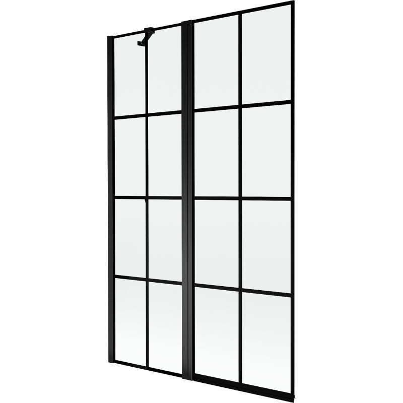 Mexen Mist навес за баня 2-крила ляв 110 x 150 см, черна решетка, черен - 8A9-110-011-70-77-L