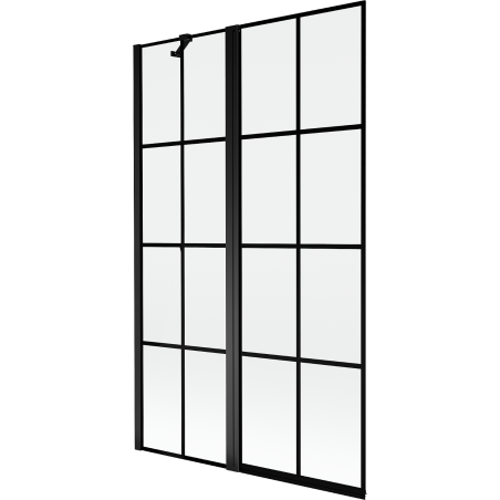 Mexen Mist навес за баня 2-крила ляв 110 x 150 см, черна решетка, черен - 8A9-110-011-70-77-L