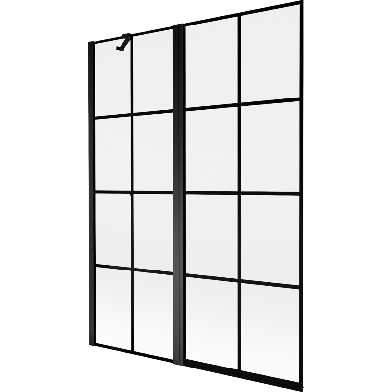 Mexen Mist двукрил екран за вана ляв 130 x 150 см, черна мрежа, черен - 8A9-130-011-70-77-L