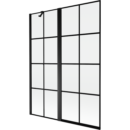 Mexen Mist двукрил екран за вана ляв 130 x 150 см, черна мрежа, черен - 8A9-130-011-70-77-L