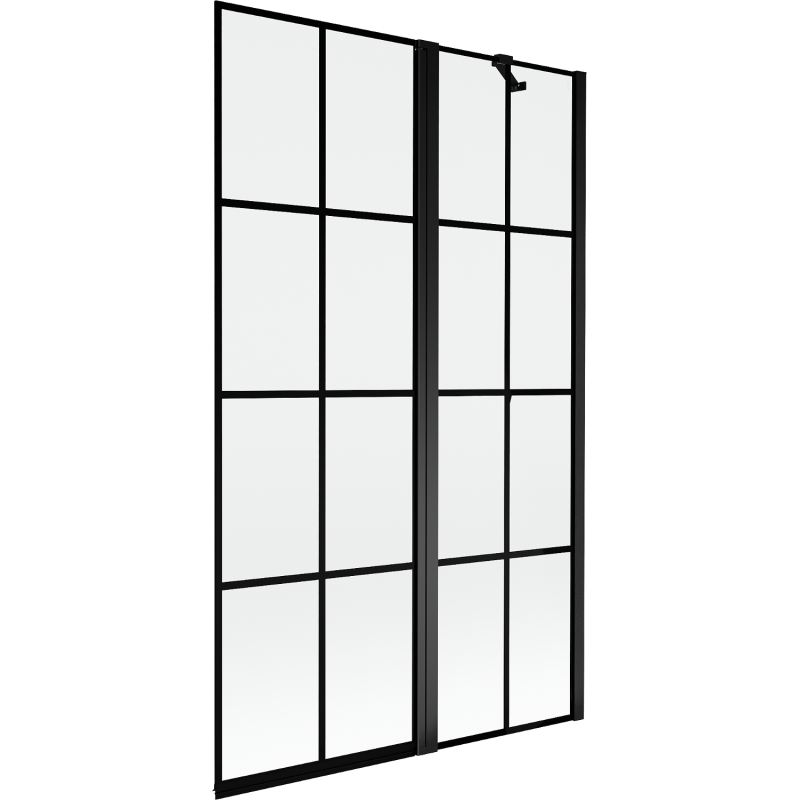 Mexen Mist параван за вана, 2-крилен дясен 110 x 150 см, черна решетка, черно - 8A9-110-011-70-77-P