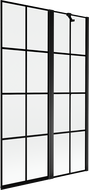 Mexen Mist параван за вана, 2-крилен дясен 110 x 150 см, черна решетка, черно - 8A9-110-011-70-77-P