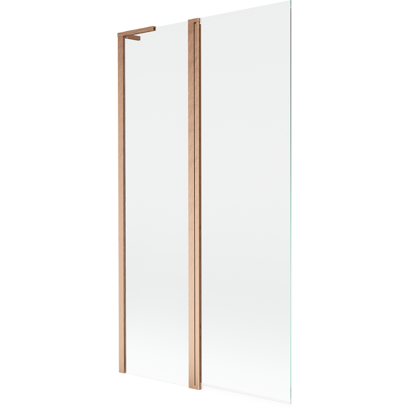 Mexen Mist L параван за вана, двукрилен 100 x 150 cm, прозрачен, четкана мед - 8A9L-100-011-65-00