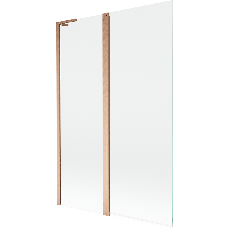 Mexen Mist L параван за вана 2-крила 120 x 150 см, прозрачен, четкана мед - 8A9L-120-011-65-00