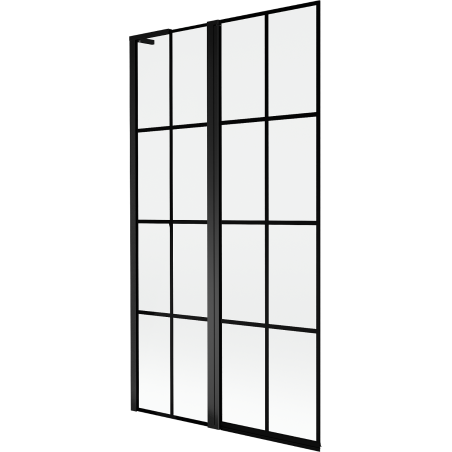 Mexen Mist L параван за вана, двукрилен, ляв, 100 x 150 см, черна решетка, черен - 8A9L-100-011-70-77-L