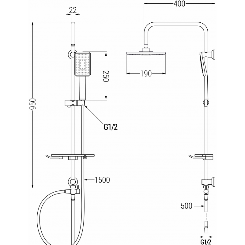 Mexen T54 Колона за душ, черно/хром - 798545493-71