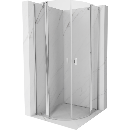 Mexen Mist ъглова душ кабина с отваряща се врата 90 x 90 см, прозрачна, хром - 8A32-090-090-01-00