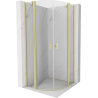 Mexen Mist полукръгла душ кабина с врата 90 x 90 см, прозрачна, златна четка - 8A32-090-090-55-00