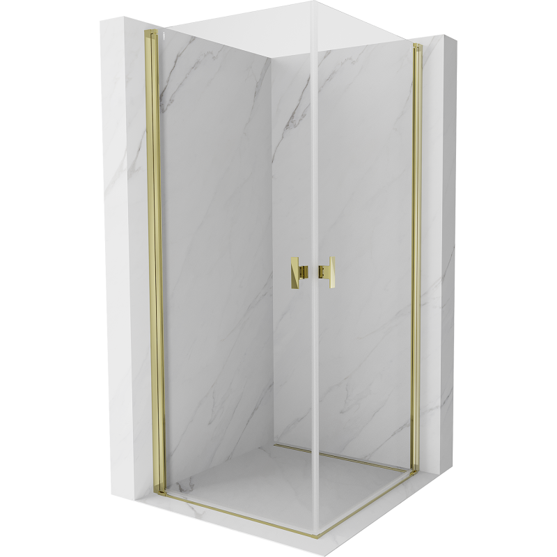Mexen Mist-B Duo душ кабина с люлееща се врата 95 x 95 см, прозрачна, златна - 8A2-095-095-50-00