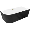 Mexen Silo свободностояща ъглова дясна вана, оребрена 170 x 80 см, бяла/черна, златен преливник - 52891708075P-50