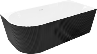 Mexen Silo свободностояща ъглова дясна оребрена вана 170 x 80 см, бяла/черна,