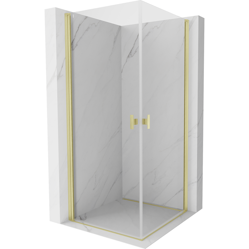 Mexen Mist-B Duo шарнирна душ кабина 70 x 70 см, прозрачна, златна четка - 8A2-070-070-55-00