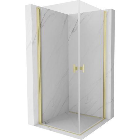 Mexen Mist-B Duo шарнирна душ кабина 70 x 70 см, прозрачна, златна четка - 8A2-070-070-55-00
