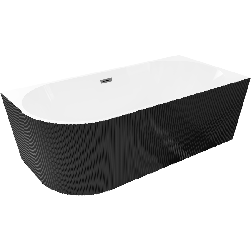 Mexen Silo свободно стояща ъглова дясна вана с релеф 170 x 80 cm, бяла/черна, преливник gun gray четка- 52891708075P-66