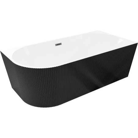 Mexen Silo свободно стояща ъглова дясна вана с релеф 170 x 80 cm, бяла/черна, преливник gun gray четка- 52891708075P-66