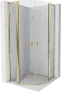 Mexen Mist L овална душ кабина с отварящи се врати 80 x 80 см, прозрачна, златна - 8A32L-080-080-50-00