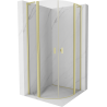 Mexen Mist L полукръгла душ кабина с врата 80 x 80 см, прозрачна, матово злато - 8A32L-080-080-55-00
