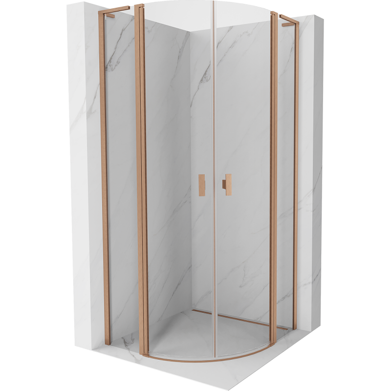 Mexen Mist L полукръгла душ кабина, 80 x 80 см, прозрачна, изчеткана мед - 8A32L-080-080-65-00