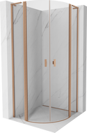 Mexen Mist L овална душ кабина със сгъваеми врати 80 x 80 см, прозрачна, четкована мед - 8A32L-080-080-65-00