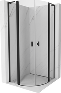 Mexen Mist L полукръгла душ кабина с врата 90 x 90 см, прозрачна, черна - 8A32L-090-090-70-00