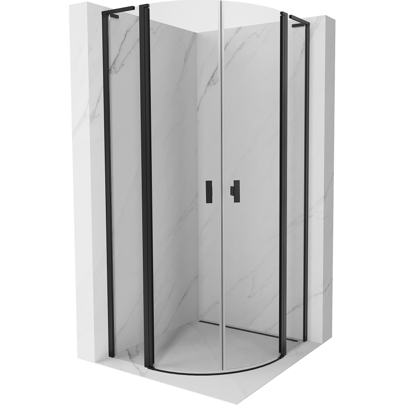 Mexen Mist L полукръгла душ кабина с 2 врати 100 x 100 см, прозрачна, черна - 8A32L-100-100-70-00
