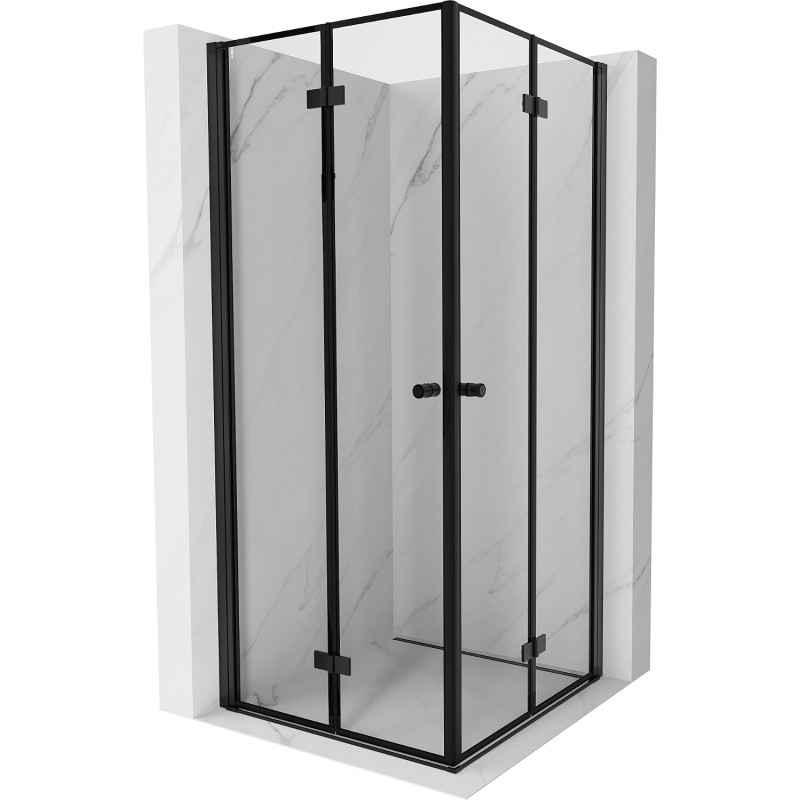 Mexen Mist-F Дюо сгъваема душ кабина 85 x 85 см, черна рамка, черна - 8A6-085L-085P-70-70