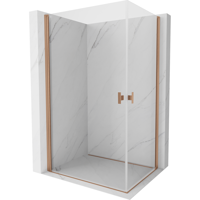 Mexen Mist-B Duo люлееща се душ кабина 85 x 70 см, прозрачна, четкано мед - 8A2-085-070-65-00