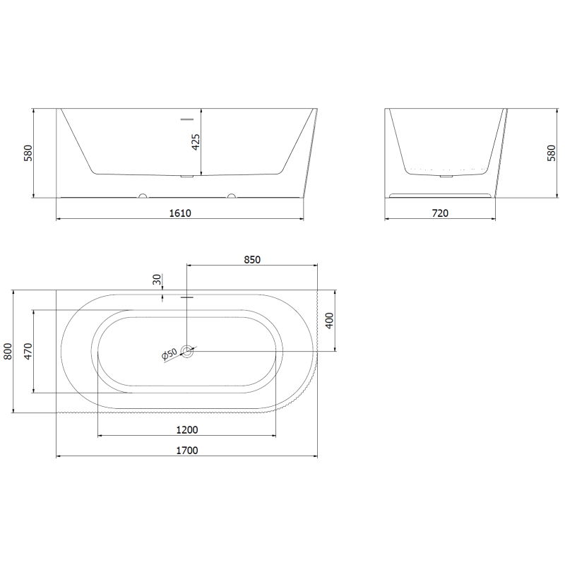 Mexen Silo свободно стояща ъглова вана лява нарезана 170 x 80 см, бяла/сива, преливник gun gray четкан - 52891708062L-66