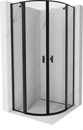 Mexen Mist полукръгла душ кабина с отварящи се врати 90 x 90 см, черна рамка, черна - 8A32-090-090-70-70