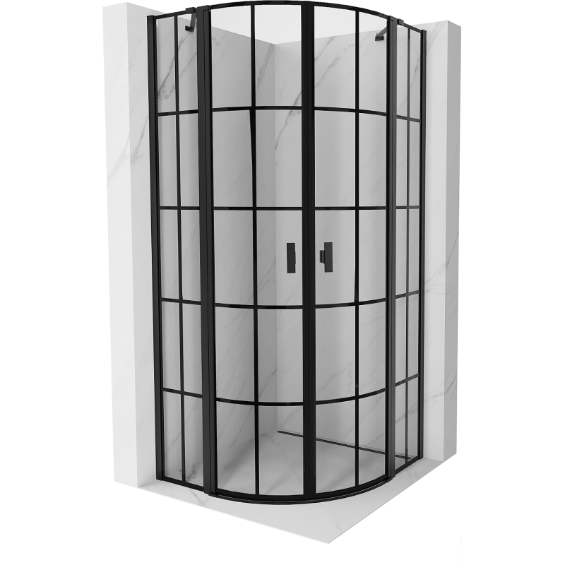 Mexen Mist полукръгла душ кабина с врата 90 x 90 см, черна решетка, черна