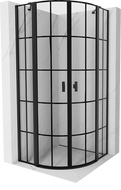 Mexen Mist полукръгла душ кабина с отваряща се врата 90 x 90 см, черна решетка, черна - 8A32-090-090-70-77