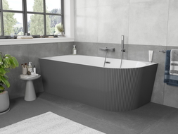 Mexen Silo свободностояща вана ъглова лява с грапавина 170 x 80 cm, бяла/сива, преливник gun metal - 52891708062L-95