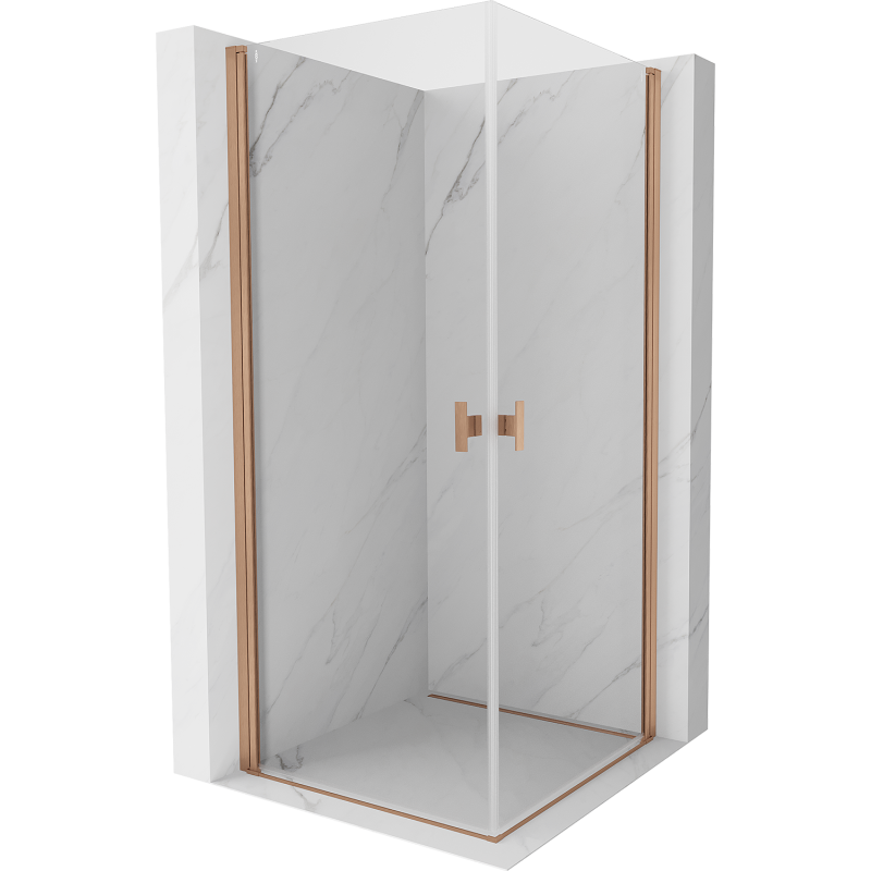 Mexen Mist-B Duo окачена душ кабина 85 x 85 см, прозрачна, четкана мед - 8A2-085-085-65-00