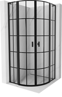 Mexen Mist L овална душ кабина с панти 90 x 90 см, черна мрежа, черна - 8A32L-090-090-70-77
