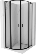 Mexen Mist L полукръгла душ кабина с врата 90 x 90 см, черна рамка, черна - 8A32L-090-090-70-70