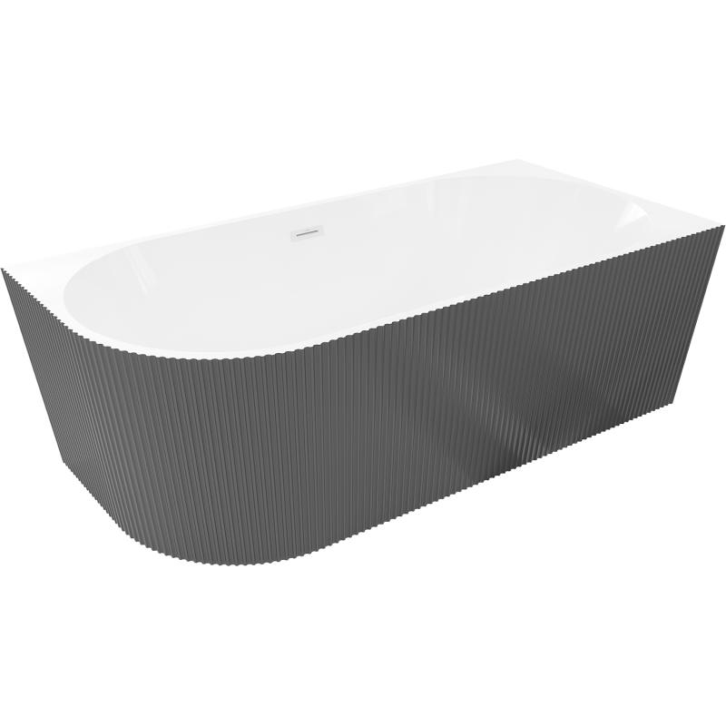 Mexen Silo Свободностояща ъглова вана дясна с гофриране 150 x 75 cm, бяла/сива,