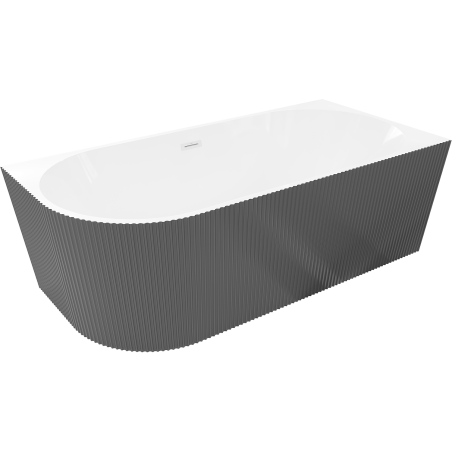 Mexen Silo Свободностояща ъглова вана дясна с гофриране 150 x 75 cm, бяла/сива,