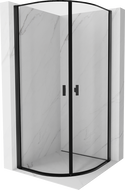 Mexen Mist полукръгла душ кабина с въртяща се врата 70 x 70 см, черна рамка, черна - 8A31-070-070-70-70