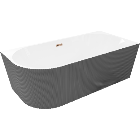 Mexen Silo самостоятелна ъглова вана дясна гофрирана 150 x 75 см, бяла/сива, злато - 52891507562P-60