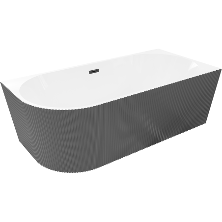 Mexen Silo свободностояща ъглова ванa дясна канализирана 150 x 75 cm, бяла/сива, черен преливник - 52891507562P-70