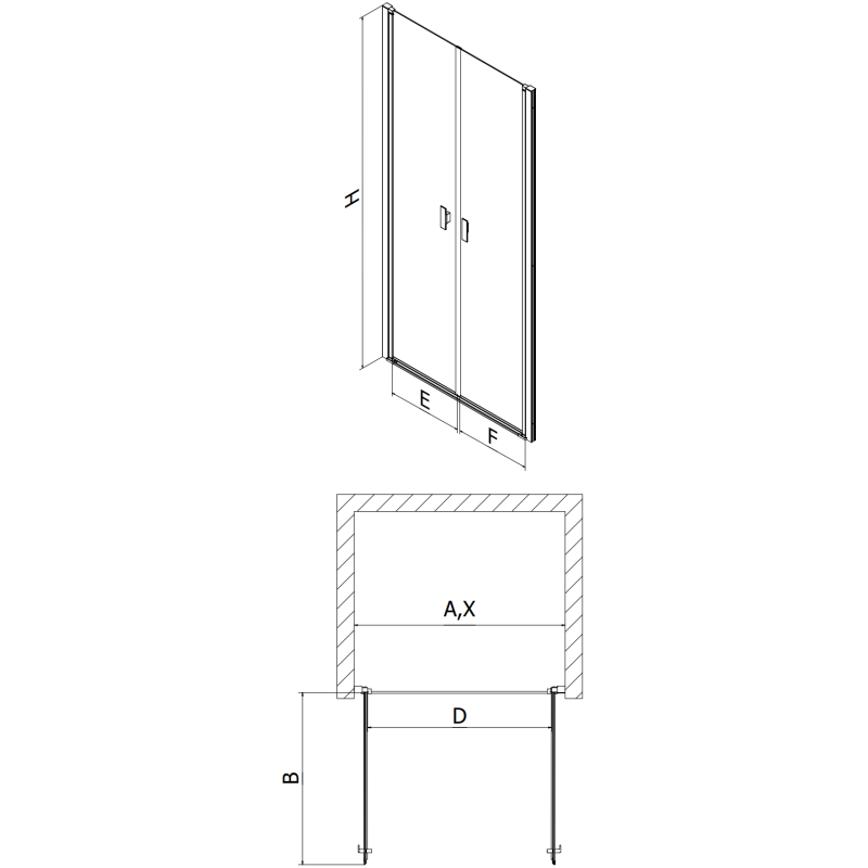 Mexen Mist стационарни душ врати 80 cm, черна решетка, черно - 8A7-080-000-70-77