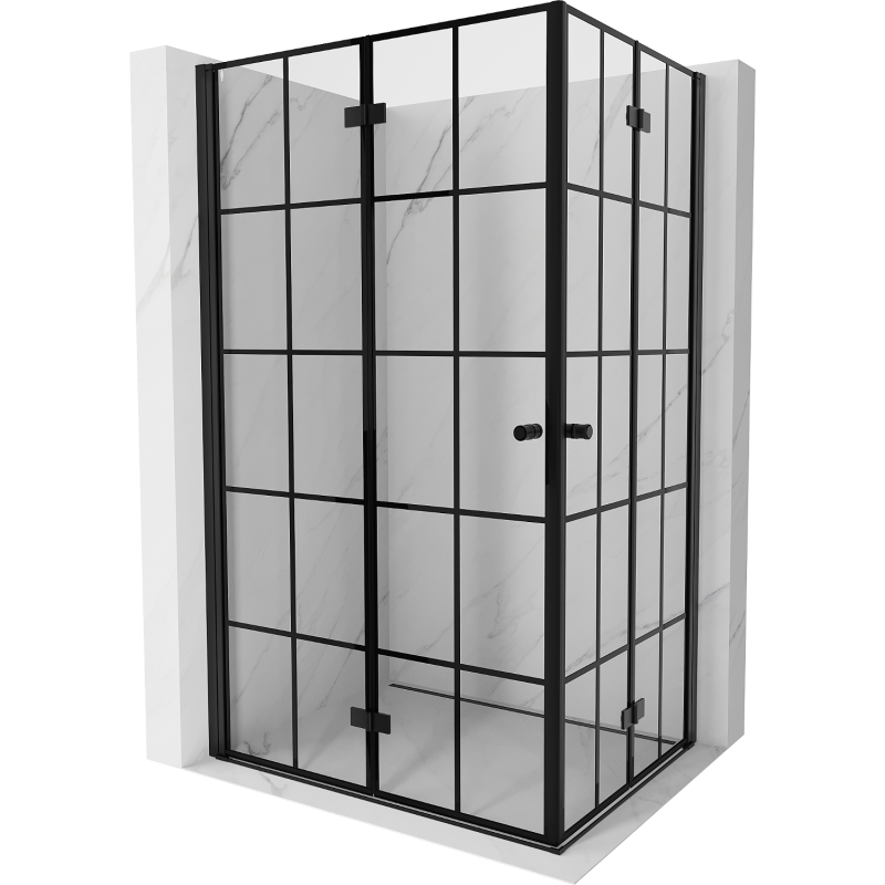 Mexen Mist-F Duo сгъваема душ кабина 110 x 80 см, черна решетка, черна - 8A6-110L-080P-70-77