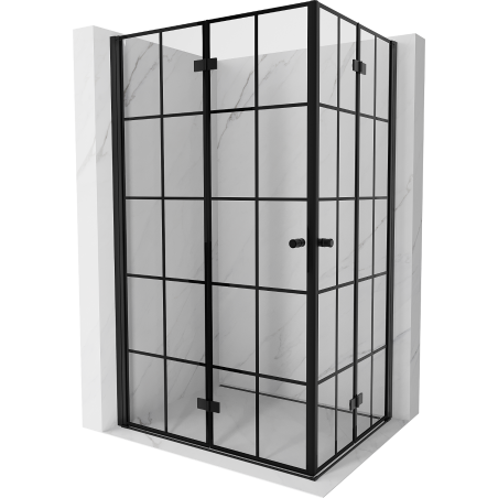 Mexen Mist-F Duo сгъваема душ кабина 110 x 80 см, черна решетка, черна - 8A6-110L-080P-70-77