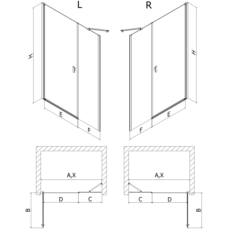 Mexen Mist-B, душ врати с отваряне 115 см, прозрачно, четкана мед - 8A2-115-001-65-00