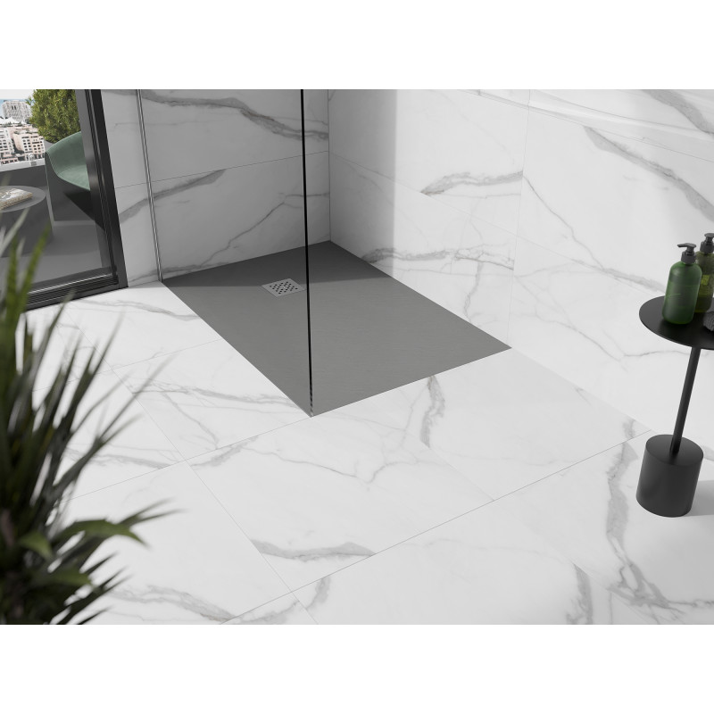 Mexen Stone+ ректикулярен композитен душов под 140 х 90 см, сив-бетон - 44619014