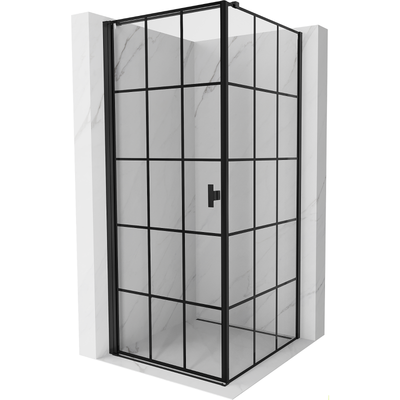 Mexen Mist-B сгъваема душ кабина лява 70 x 70 см, черна решетка, черна - 8A2T-070-070-70-77-L