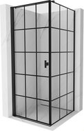 Мексен Mist-B окачена душ кабина лява 90 x 90 см, черна решетка, черна - 8A2T-090-090-70-77-L