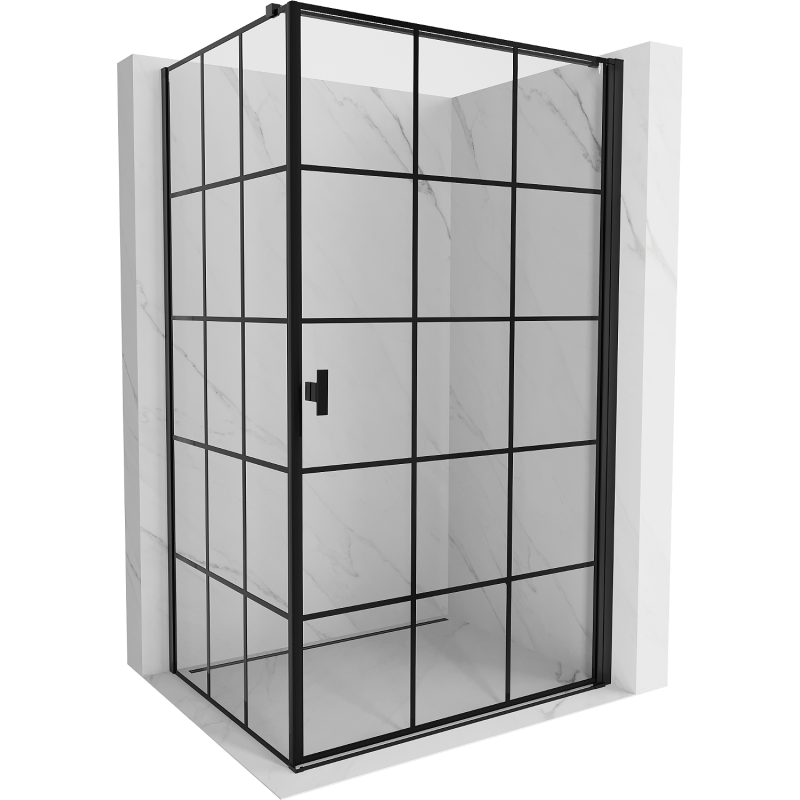Mexen Mist-B душ кабина врата отваряема дясна 80 x 85 см, черна решетка, черна - 8A2T-080-085-70-77-P