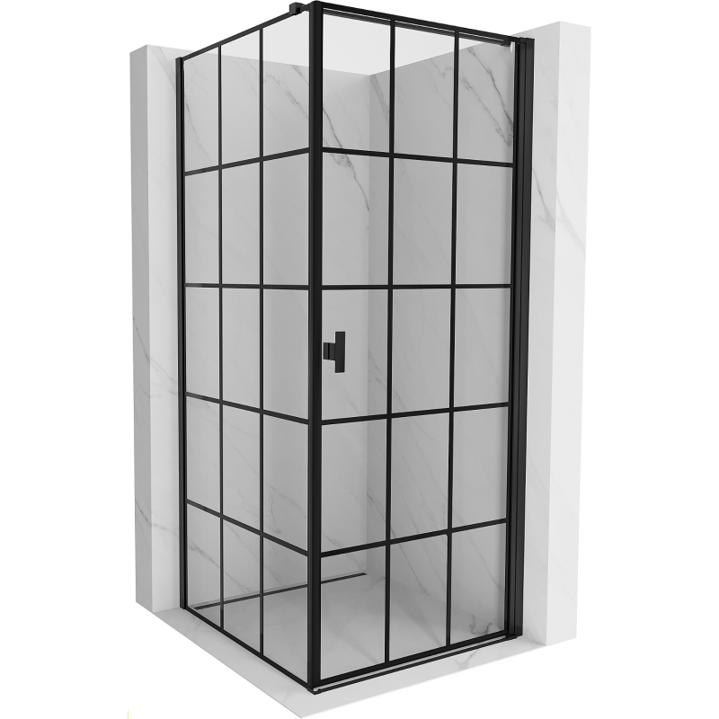 Mexen Mist-B дясна душ кабина 100 x 100 см, черна решетка, черна - 8A2T-100-100-70-77-P